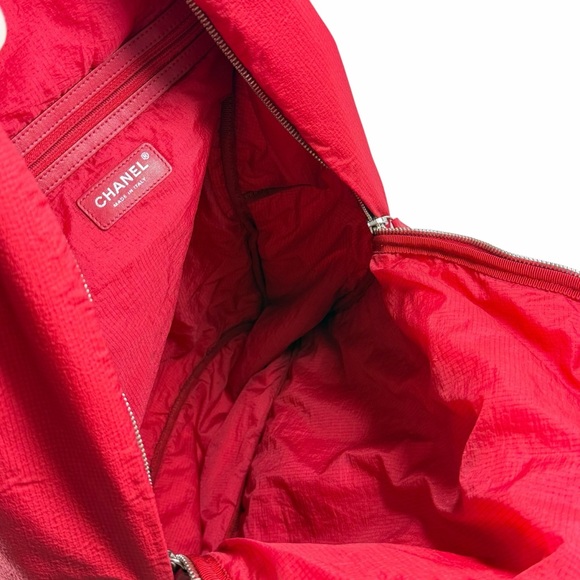 CHANEL Red Quilted Nylon Coco Mark Matelasse Backpack Made in Italy main image 16